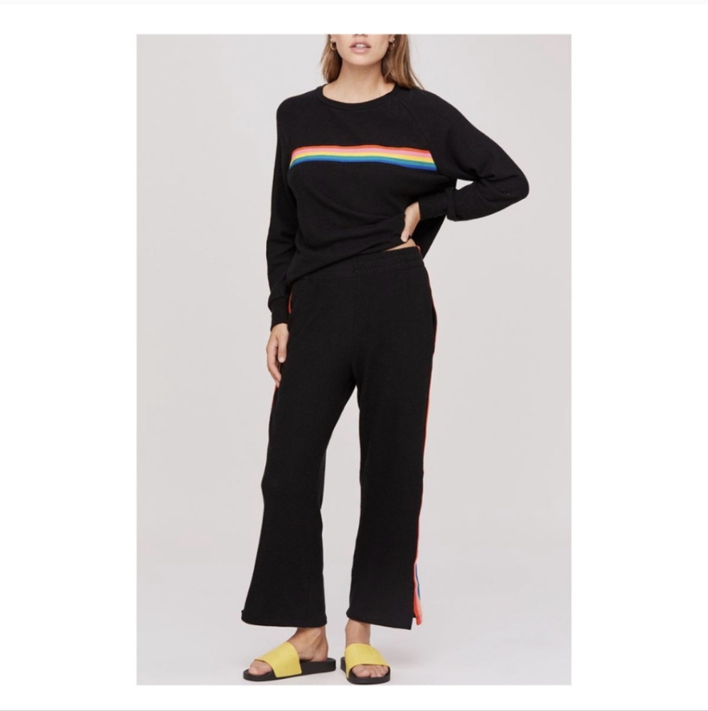 LNA Women's Flowy Sweats Pyjama Lounge Miller Pant - Black - Rainbow Sm… - Picture 3 of 10